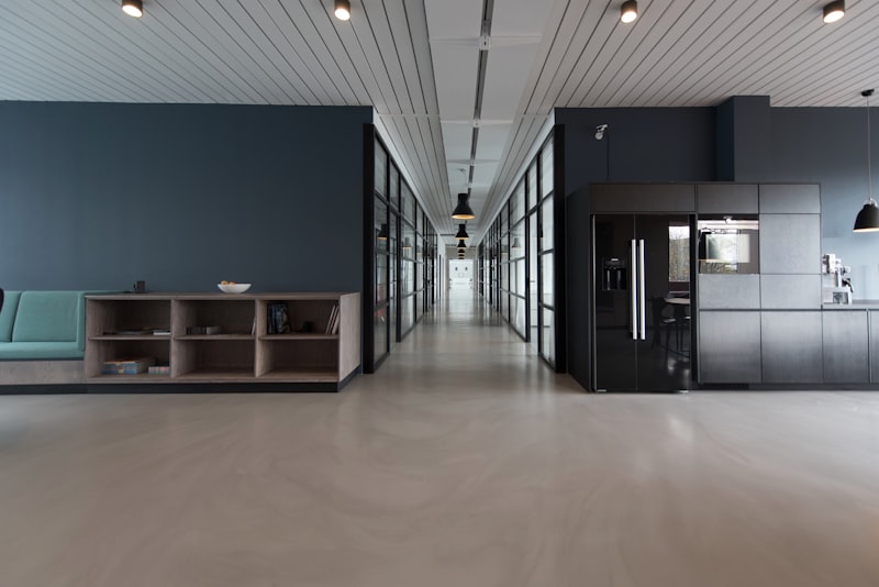 Commercial building entrance and surrounding hard surfaces